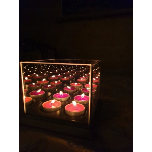 Lustrzany szklany świecznik 3D tealight glamour x4