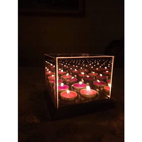 Lustrzany szklany świecznik 3D tealight glamour x4