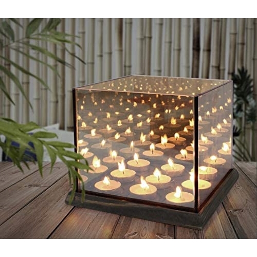 Lustrzany szklany świecznik 3D tealight glamour x4