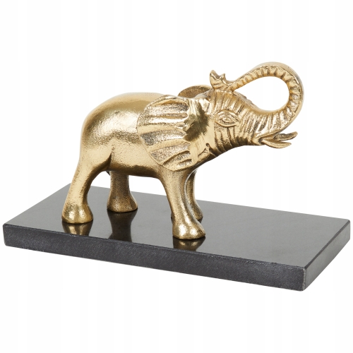 FIGURKA ZŁOTY SŁOŃ NA MARMUROWEJ PODSTAWIE 21 x 9 x 8.5 cm Glamour LOFT