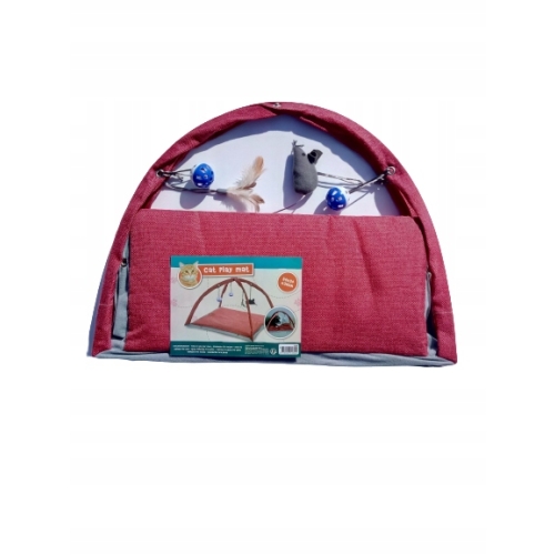 MATA DO ZABAWY DLA KOTA ZESTAW 4 ZABAWKI LEGOWISKO DRAPAK 54X54X36 CM RÓŻ