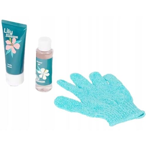 Zestaw upominkowy prezentowy 2 X 50 żel pod prysznic+balsam do ciała+myjka