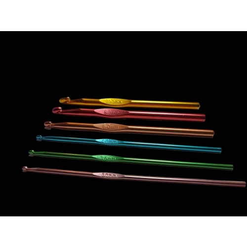 6 x Szydełka Aluminiowe kolorowe od 3.0 mm do 10.0 mm o długości 15cm Metal