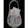 LATARENKA RATANOWA BIAŁA NA TEAGHLITE 14 CM X 16 CM Z SZKLANYM WKŁADEM 544