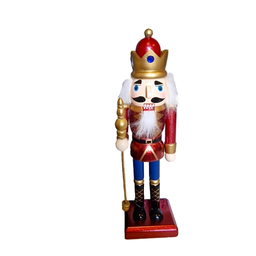 Dziadek do orzechów figurka drewniana świąteczna Kolekcja 25 cm KRÓL Berło