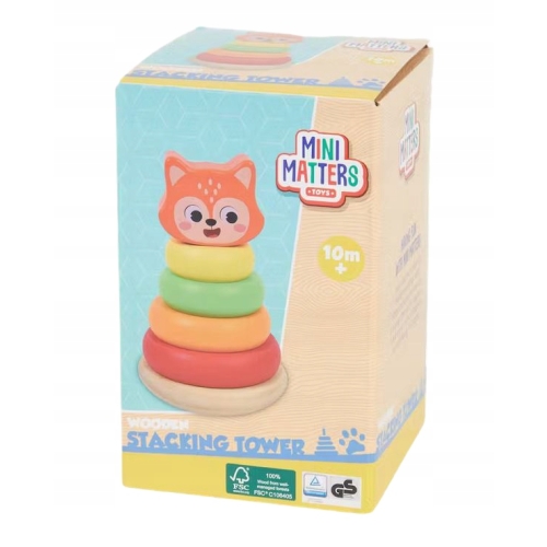 WIEŻA PIRAMIDKA UKŁADANKA EDUKACYJNA SORTER KLOCKI MINI MATTERS ZESTAW 6 EL