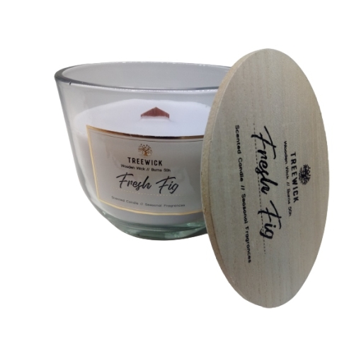 Świeca z drewnianym knotem i podstawą Sandalwood TreeWick 50h PALENIA 370g