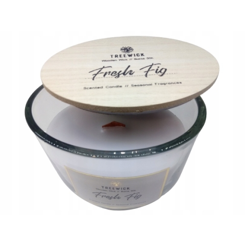 Świeca z drewnianym knotem i podstawą Sandalwood TreeWick 50h PALENIA 370g