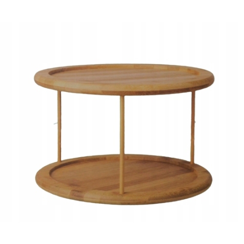 PATERA ETAŻERKA OBROTOWA BAMBUSOWA DWA POZIOMY NA ZAKĄSKI 25.2 CM X 18 CM