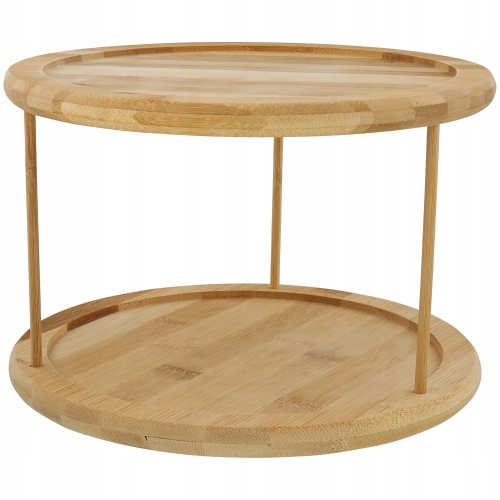 PATERA ETAŻERKA OBROTOWA BAMBUSOWA DWA POZIOMY NA ZAKĄSKI 25.2 CM X 18 CM