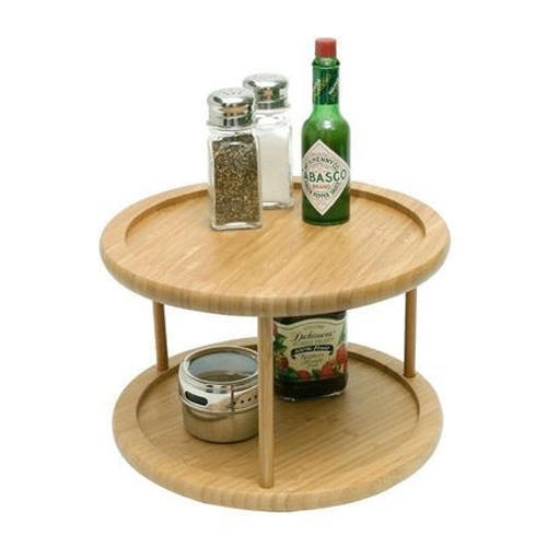 PATERA ETAŻERKA OBROTOWA BAMBUSOWA DWA POZIOMY NA ZAKĄSKI 25.2 CM X 18 CM