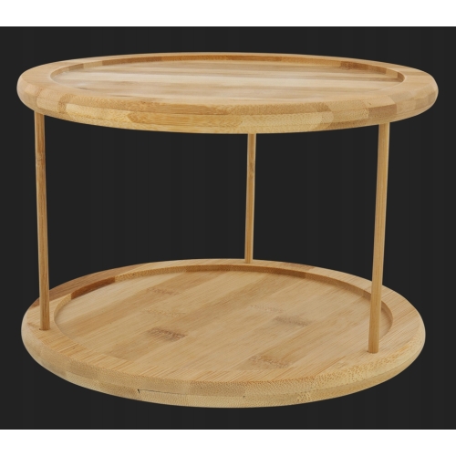 PATERA ETAŻERKA OBROTOWA BAMBUSOWA DWA POZIOMY NA ZAKĄSKI 25.2 CM X 18 CM