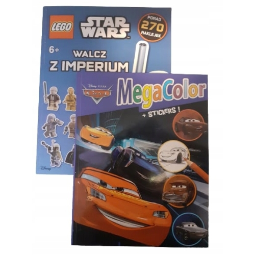 KOLOROWANKA + 295 NAKLEJEK DISNEY PIXAR CARS MegaColor + druga LEGO Gratis