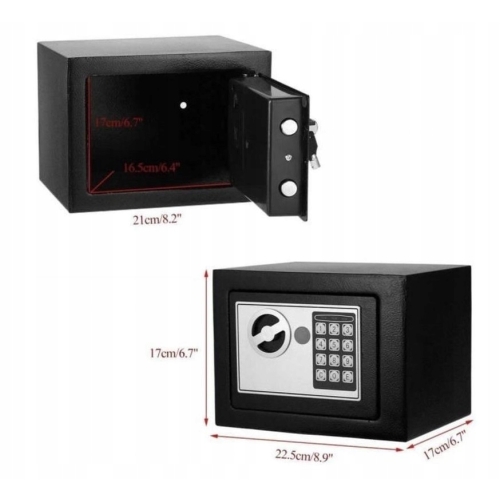 Sejf na klucze WZMOCNIONY SZYFROWY 93mm x 113mm x 40 mm ALUMINIUM + METAL