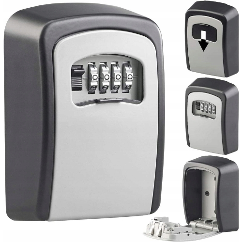 Sejf na klucze WZMOCNIONY SZYFROWY 93mm x 113mm x 40 mm ALUMINIUM + METAL