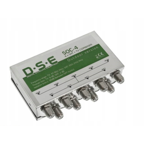 Multiswitch 5 / 4 firma DSE model SOC-4 złącza: 4 x SAT+ Tv Combiner LTE 5G