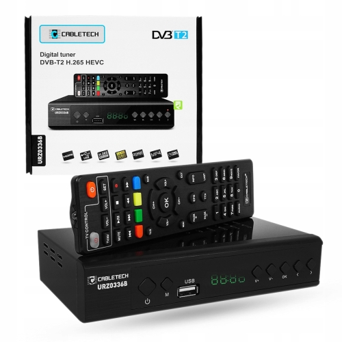 Tuner dekoder naziemnej TV DVB-T2 H.265 HEVC firma Cabletech model URZ0336B
