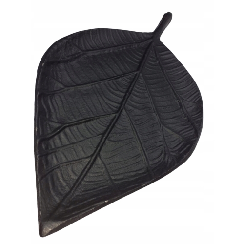 PATERA CZARNA METALOWA DUŻA 30 CM X 15 CM loft LIŚĆ DEKORACYJNY ALUMINIUM