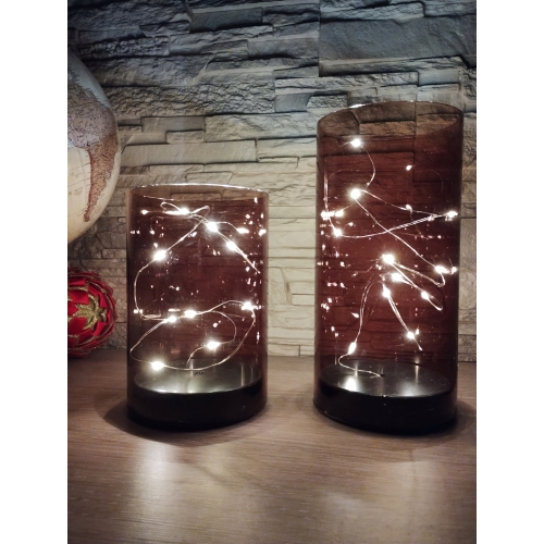 Tuby led szklane z oświetleniem dekoracyjne NA ŚWIĄTECZNY PREZENT SREBRNE