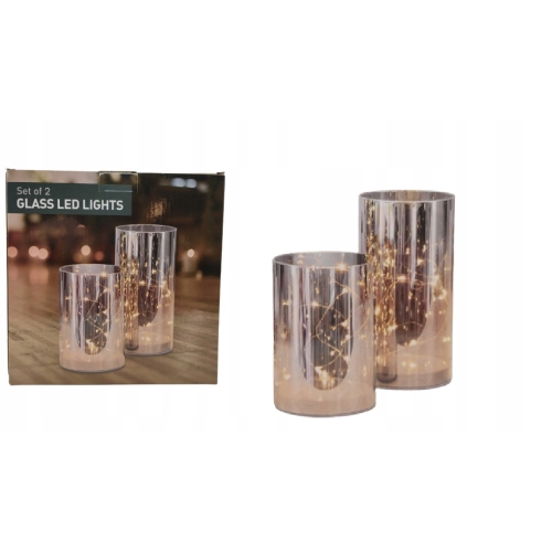 Tuby led szklane z oświetleniem dekoracyjne NA ŚWIĄTECZNY PREZENT SREBRNE