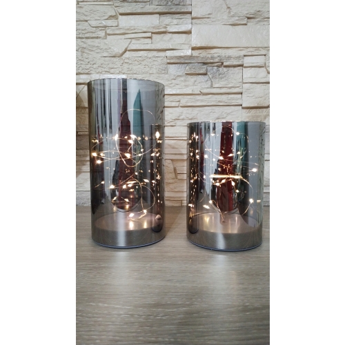 Tuby led szklane z oświetleniem dekoracyjne NA ŚWIĄTECZNY PREZENT SREBRNE