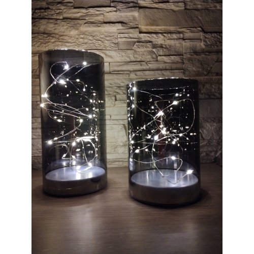 Tuby led szklane z oświetleniem dekoracyjne NA ŚWIĄTECZNY PREZENT SREBRNE