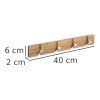 Wieszak ścienny COAT RACK NATURALNE DREWNO BAMBUSOWE 4 HACZYKI ALUMINIOWE J