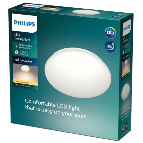 Plafon okrągły LED 10W lampa sufitowa Philips 25 x 6,8 cm CL200 biała MOIRE