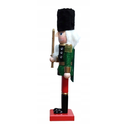 Dziadek do orzechów figurka drewniana świąteczna 35,5 cm Żołnierz Zielony