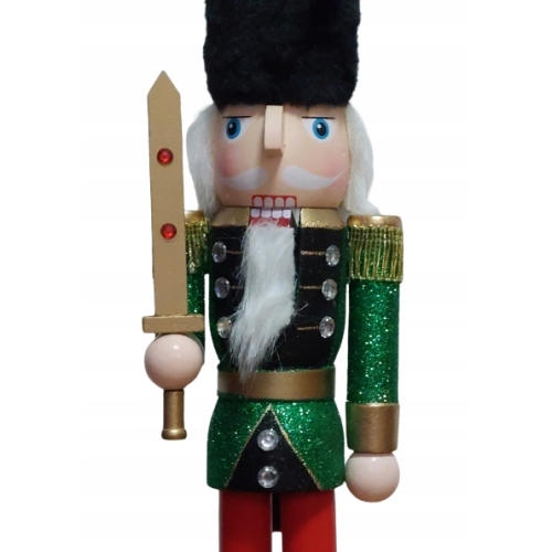 Dziadek do orzechów figurka drewniana świąteczna 35,5 cm Żołnierz Zielony