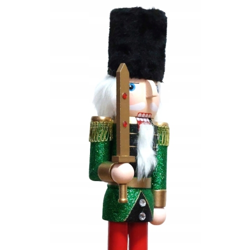 Dziadek do orzechów figurka drewniana świąteczna 35,5 cm Żołnierz Zielony