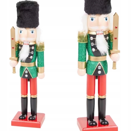 Dziadek do orzechów figurka drewniana świąteczna 35,5 cm Żołnierz Zielony