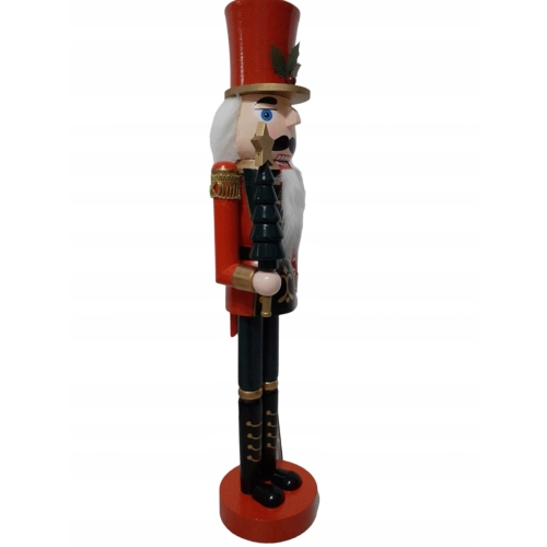 DZIADEK DO ORZECHÓW Z BERŁEM PIĘKNA DUŻA FIGURKA ŚWIĄTECZNA 50 CM DREWNO