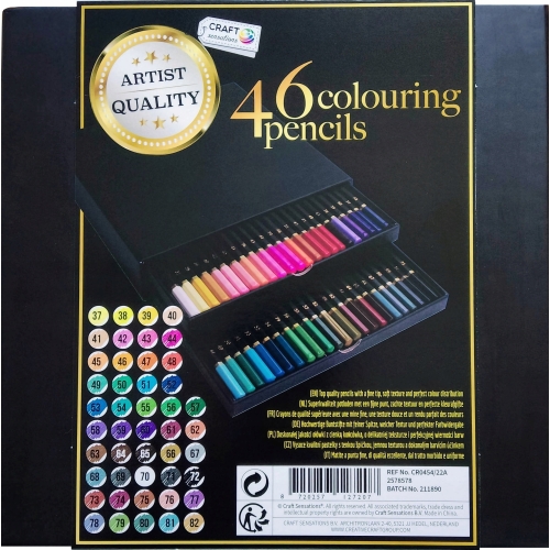 Kredki kolorowe ołówkowe 46 szt.box firma Craft Sensations zestaw nr. 37-82