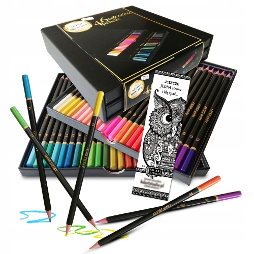 Kredki kolorowe ołówkowe 46 szt.box firma Craft Sensations zestaw nr. 37-82