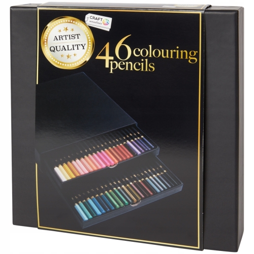 Kredki kolorowe ołówkowe 46 szt.box firma Craft Sensations zestaw nr. 37-82