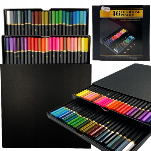 Kredki kolorowe ołówkowe 46 szt.box firma Craft Sensations zestaw nr. 37-82