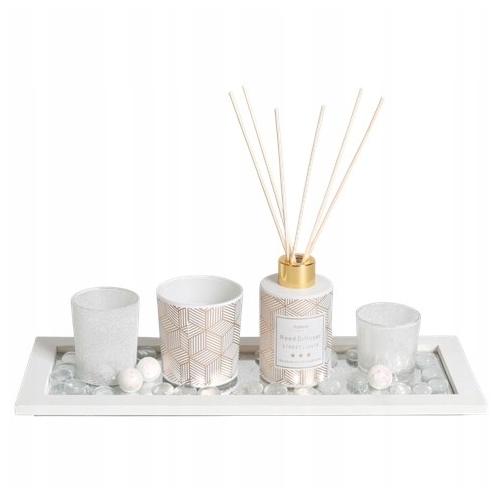 Dyfuzor zapachowy zestaw upominkowy z tealights w kolorze czarnym na święta