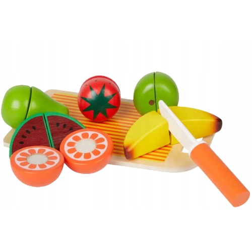 ZESTAW DREWNIANE OWOCE FRUIT DO KROJENIA NA RZEPY Mini Matters Zabawki 8 el
