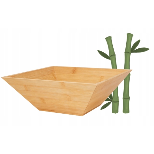 BAMBUSOWY POJEMNIK MISA KWADRAT NA OWOCE SŁODYCZE PRZYSTAWKI DUŻA 28cm 11cm