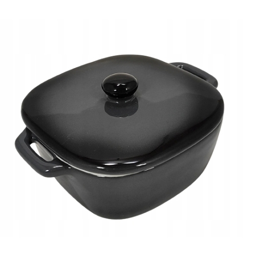 Naczynie żaroodporne Excellent Houseware kwadratowe model 0,3l szaro czarne
