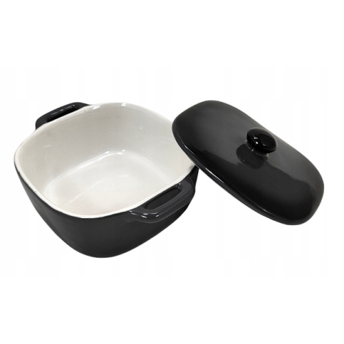 Naczynie żaroodporne Excellent Houseware kwadratowe model 0,3l szaro czarne