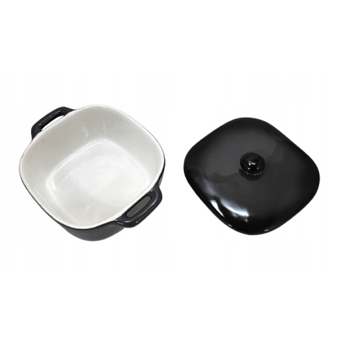 Naczynie żaroodporne Excellent Houseware kwadratowe model 0,3l szaro czarne