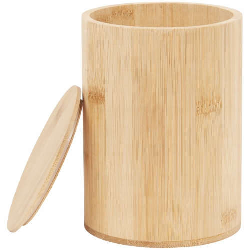 ORGANIZER BAMBUSOWY SŁOIK DO PRZECHOWYWANIA Z POKRYWKĄ WYSOKI 15 CM X 11 CM