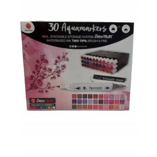 MARKERY AKWARELOWE WODNE 30 SZTUK PROFESJONALNE DWUSTRONNE ORGANIZER 03-134