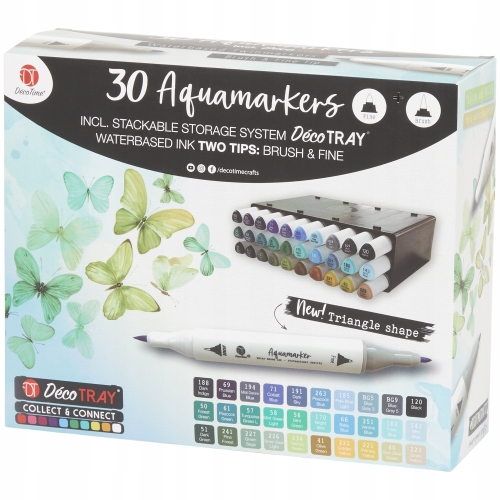 MARKERY AKWARELOWE WODNE 30 SZTUK PROFESJONALNE DWUSTRONNE ORGANIZER 03-134