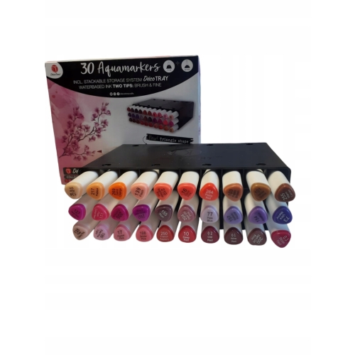 MARKERY AKWARELOWE WODNE 30 SZTUK PROFESJONALNE DWUSTRONNE ORGANIZER 03-134