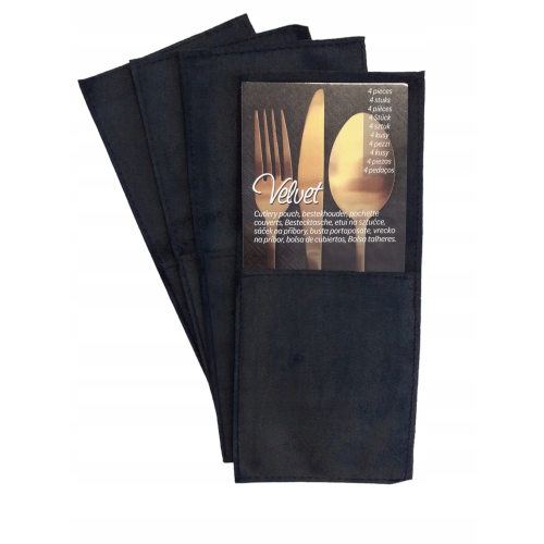 Pokrowiec dekoracyjny na sztućce VELVET ZESTAW 4 SZTUKI AKSAMITNE CZARNE
