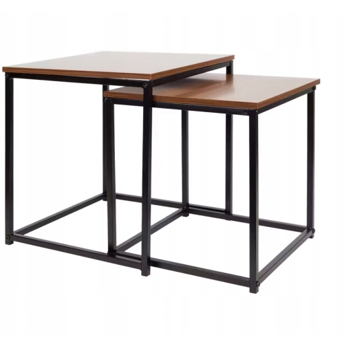 Stolik kawowy Loft kwadratowy 37,5 x 37,5 x 40cm dąb ciemny zestaw 2 sztuki