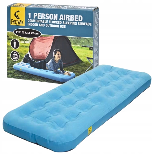 Materac Jednoosobowy 191 x 73 x 22 cm na zewnątrz lub wewnątrz max 100 kg